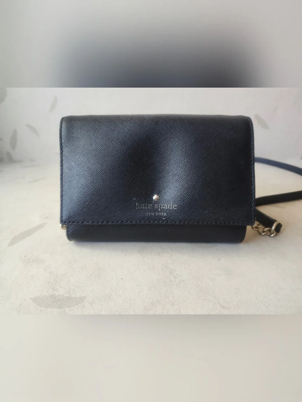 kate spade navy blue saffiano leather crossbody wallet